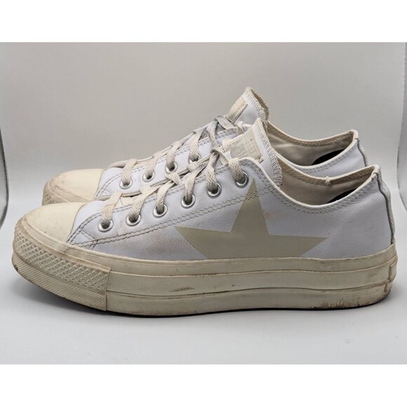 Converse PLATFORM White Leather Women's Size 10 One Star Chuck Taylor Shoes - Picture 4 of 8